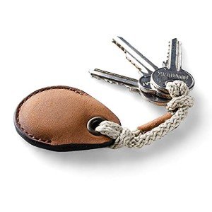 Leather AirTag Holder - Classic Brown Keyring Charm