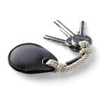 Leather AirTag Holder Keyring - Carbon Black Loop