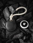 Leather AirTag Holder Keyring - Carbon Black Loop