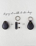 Leather AirTag Holder Keyring - Carbon Black Loop