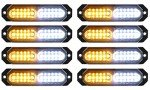 8pcs Ultra Slim 12-LED Strobe Lights for Vehicles