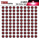 100-Pack 3/4" Red LED Marker Lights for Vehicles
