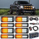 Nilight 8PCS Amber White LED Strobe Lights