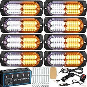 8 Pack 24 LED Amber White Strobe Lights