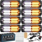 8 Pack 24 LED Amber White Strobe Lights