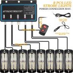 8 Pack 24 LED Amber White Strobe Lights
