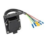7-Way RV Trailer Light Connector with Mounting Bracket
