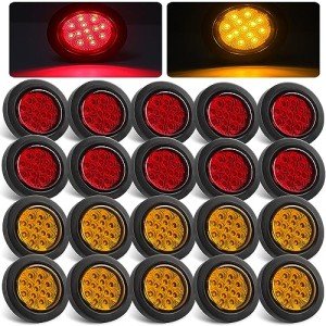 2.5" Round LED Marker Lights Set - Amber & Red