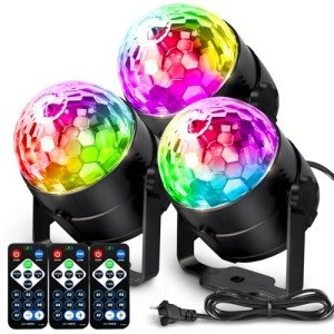 3-Pack Sound Activated Disco Ball Party Lights