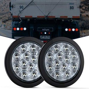 Nilight 4" White Round LED Reverse Lights - 2PCS