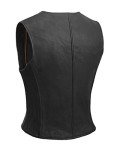 Women's Fitted Black Motorcycle Leather Vest, Size L