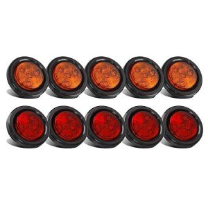 10-Pack LED Round Trailer Marker Lights - Amber & Red
