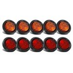 10-Pack LED Round Trailer Marker Lights - Amber & Red