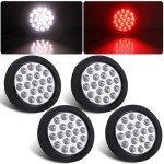 4" Round Red & White LED Trailer Tail Lights