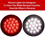 4" Round Red & White LED Trailer Tail Lights