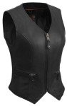 Women's Fitted Motorcycle Leather Vest - Black 2XL