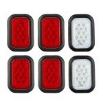 6Pcs Rectangle LED Truck Trailer Tail Lights