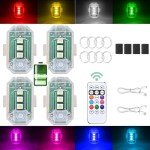 4PCS Rechargeable LED Strobe Lights with Remote