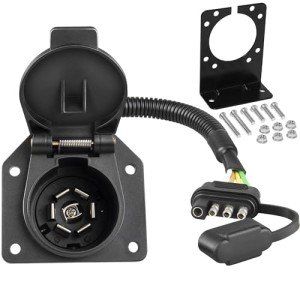 4-Pin to 7-Way Round Trailer Adapter with Bracket