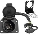 4-Pin to 7-Way Round Trailer Adapter with Bracket