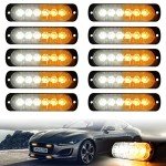 XTAUTO 10pcs Amber White LED Strobe Lights