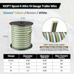 100FT 14 Gauge Trailer Wiring Harness Kit