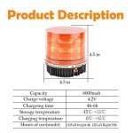 Amber Wireless Rotating Beacon Light with Magnetic Base