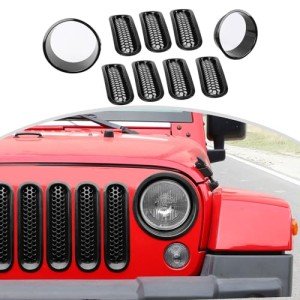 CheroCar JK Mesh Grille and Headlight Cover Trim