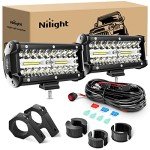 Nilight 6.5" 120W LED Light Bar Combo Kit