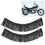 Black Leather Fringe for Motorcycle Foot Pedals - 2pcs