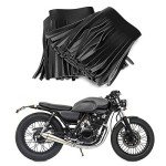 Black Leather Fringe for Motorcycle Foot Pedals - 2pcs