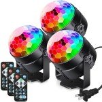 3-Pack Sound Activated Party Lights with Remote
