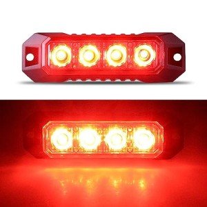 Raryloy 4 LED Red Strobe Lights for Vehicles