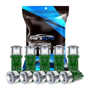 Marsauto Green LED Light Bulbs for Cars (10-Pack)