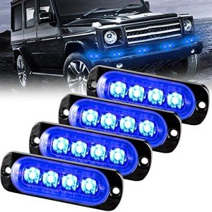 Blue 4-LED Slim Grille Emergency Strobe Lights