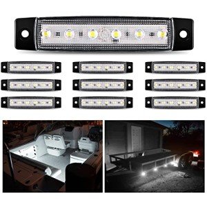 Nilight 10PCS 6LED White LED Side Marker Lights
