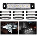Nilight 10PCS 6LED White LED Side Marker Lights