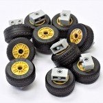 LEGO Gold Wheel, Black Tire & Axle Set