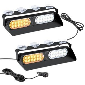 2-in-1 Amber White LED Dash Strobe Lights