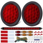 4" LED Trailer Tail Lights Kit with Wiring