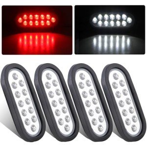 4Pcs 6" Red/White LED Trailer Tail Lights