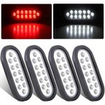 4Pcs 6" Red/White LED Trailer Tail Lights