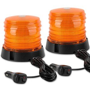 2-Pack LED Amber Warning Beacon Lights with Magnetic Base