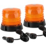 2-Pack LED Amber Warning Beacon Lights with Magnetic Base