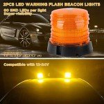 2-Pack LED Amber Warning Beacon Lights with Magnetic Base