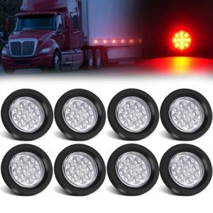 8Pcs 2.5" Red LED Side Marker Lights