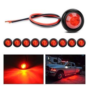 Nilight 10-Pack Round LED Clearance Lights - Red