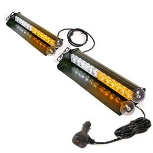 Amber/White LED Dash Emergency Strobe Light Bar