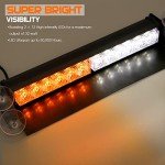 Amber/White LED Dash Emergency Strobe Light Bar