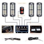 LED Emergency Strobe Lights for Vehicles, 4-Piece Set